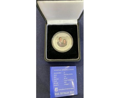 COINS 2012 Solomon Islands Duke of Cambridge printed and Silver proof $2 coin 1oz pure silver