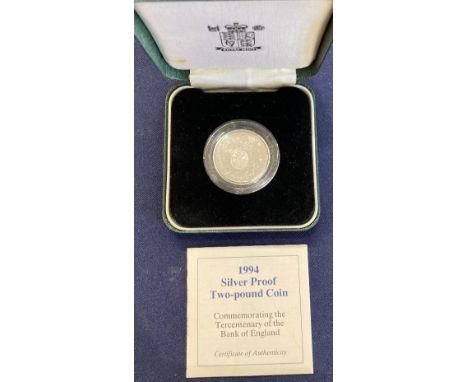 COINS 1994 £2 Silver proof coin, Bank of England