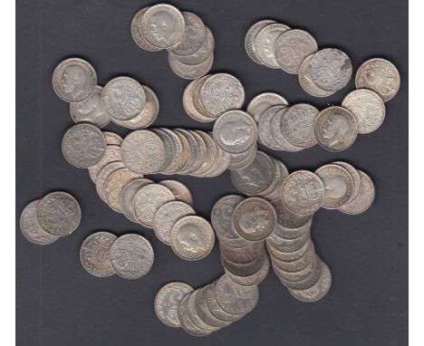 COINS Small batch of pre 1920 silver 3d coins approx 80 coins (110g)