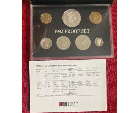 COINS 1992 New Zealand Reserve Bank proof set including Silver $5 coin (27g)