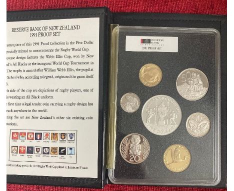 COINS 1991 New Zealand Reserve Bank proof set including Silver $5 coin (27g)