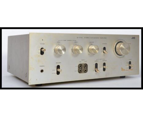 A vintage 20th century&nbsp; JVC JA - S11G Stereo Integrated Amplifier finished with brushed aluminium front. Measures 15 cm 