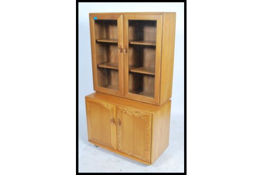 Ercol Windsor A Retro Beech And Elm Sideboard Display Cabinet