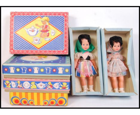 A collection of 4x vintage 1950's boxed dolls teas service sets with various decoration .All boxed. Also to include 2x Codeg 