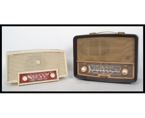 Two vintage 20th century bakelite cased valve radios to include a Feranti with a white case and a vintage Ecko bakelite radio