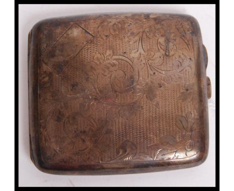 An early 20th century silver hallmarked cigarette case by&nbsp;E J Trevitt &amp; Sons bearing hallmarks for Chester 1925. The