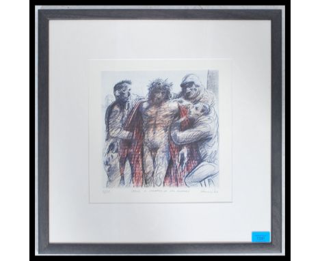 PETER HOWSON OBE, ' Jesus Is Stripped Of His Clothes ' limited edition lithograph, signed in pencil and numbered 3/25, framed