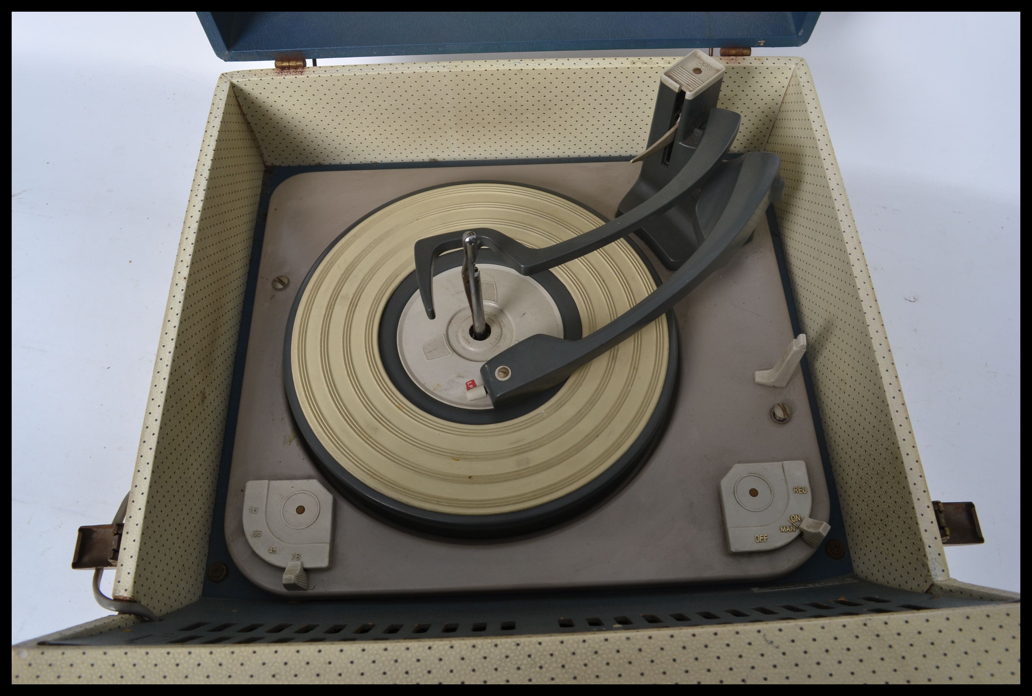 A vintage 1950's two tone Emerson HiFidelity portable record player