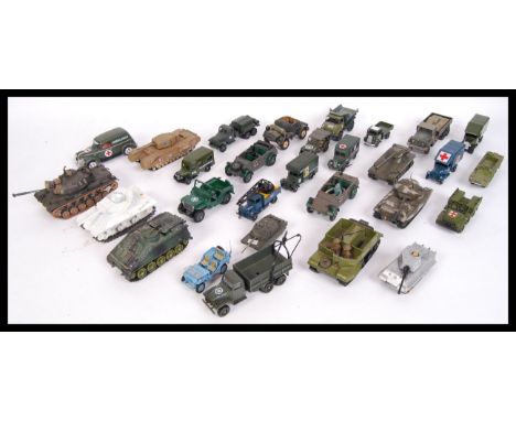 A large collection of loose vintage Corgi, Lledo, Solido &amp; Britains diecast model war / army vehicles to include; tanks, 