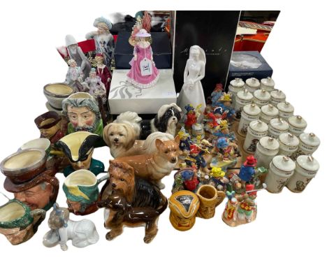 Collection of Hummel spice jars, Royal Doulton Paddington, Border Fine Arts B0355, toby jugs, etc.