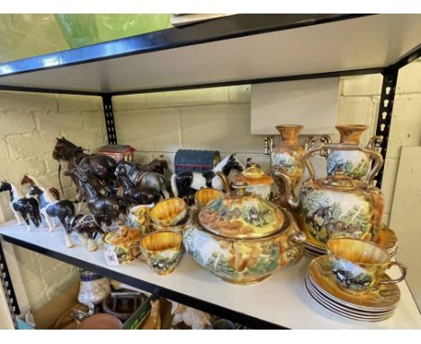 Collection of Hose St. Pottery decorative porcelain, Beswick horse figurines, Melba ware, etc.