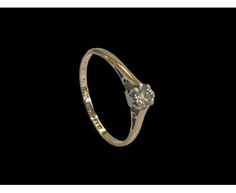 Solitaire diamond 18 carat gold ring, size L.