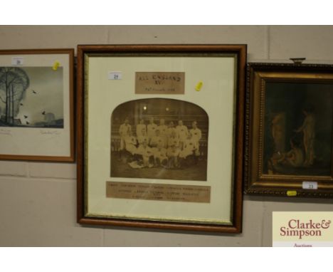 A vintage photograph "All England Fifteen XV, 24th March 1879"