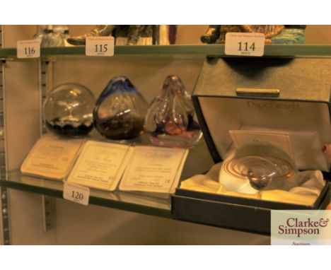 Four Caithness paperweights including one boxed example