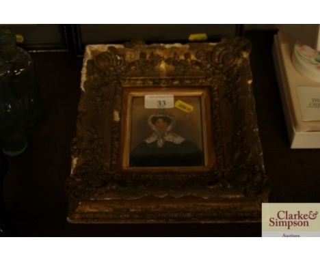A Victorian portrait miniature, 'Mrs Edge' in gilt frame