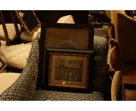 A vintage photograph and a horse racing print