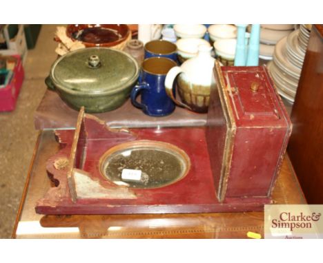 A painted wooden mirrored trinket chest 