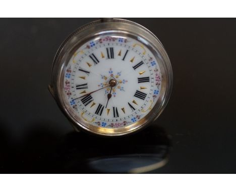 800 Grade Silver enamel face fob watch