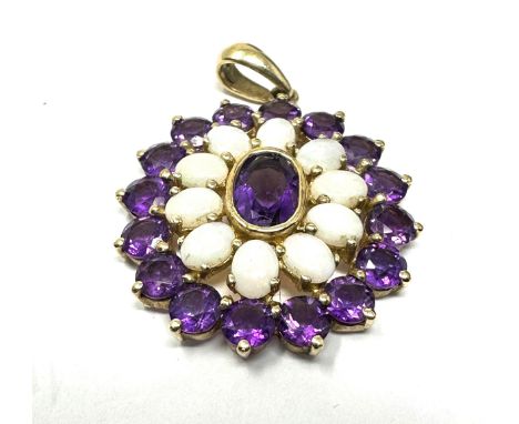 9ct Gold Amethyst And Opal Pendant (3.3g)