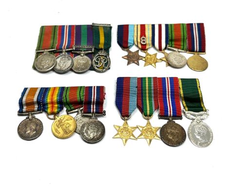 4x Mounted Miniature Medal Group Inc WW2 Malaya, Officers Territorial, 8th Army