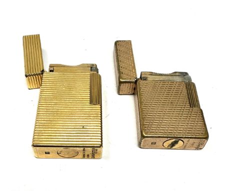 2 X S.T Dupont Gold Plated Cigarette Lighters Vintage Machined Finish