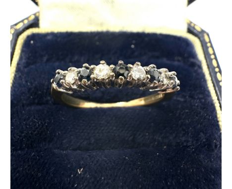 9ct Gold Sapphire &amp; Diamond Band Ring (2g)