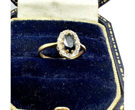 9ct Gold Sapphire &amp; Diamonds Halo Ring (1.5g)