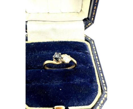 9ct Gold Vintage White Stone &amp; Sapphire  Ring (1.6g)