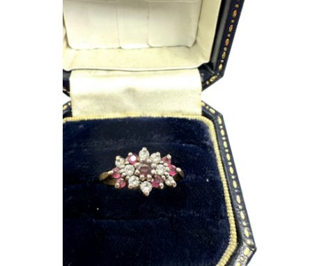 9ct Gold Ruby &amp; White Stone Dress Ring (2g)