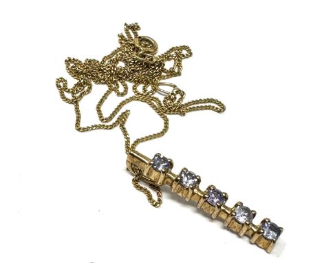 9ct Gold Tanzanite  Pendant On Chain (2g)