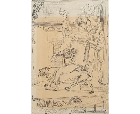 HOLDERRIED-KAESDORF, ROMANE (1922-2007), "Reiter mit gefalteten Händen", signiert und datiert 1964, Bleistiftzeichnung/Papier