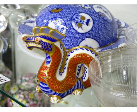 A CROWN DERBY IMARI PALETTE DRAGON, A GERMAN PIPE BOWL PAINTED WITH POPE GREGOR XVI, OTHER CERAMICS AND GLASS TO INCLUDE A VA