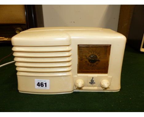 A RARE AMERICAN EMERSON WHITE BAKELITE CASED SMALL ART DECO RADIO, MODEL 246?