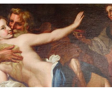 OLD MASTER SCHOOL.   LOT AND HIS DAUGHTERS, OIL ON CANVAS.   63.5 x 76cms.