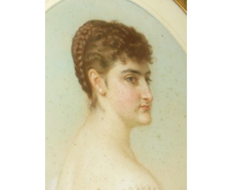 EDMUND HAVELL. 19th.C.BRITISH. PORTRAIT OF A LADY, SIGNED AND DATED 1885, WATERCOLOUR, FRAMED. 60 x 49cms.