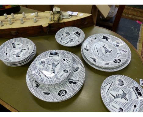 A RIDGEWAYS HOME MAKER POTTERY PART TEA SERVICE.  (QTY)
