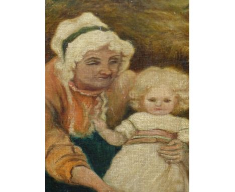 19th/20th.C. ENGLISH NAIVE SCHOOL.   THE FIRST SWIM, SIGNED INDISTINCTLY, OIL ON CANVAS.   45.5 x 35.5cms.