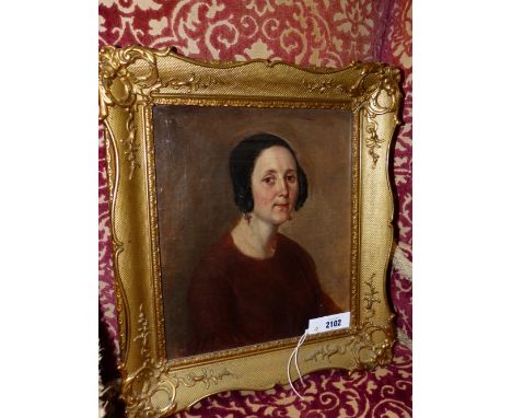 MID 19th.C.SCHOOL.   A PORTRAIT OF A LADY, OIL ON CANVAS.   33.5 x 29cms.