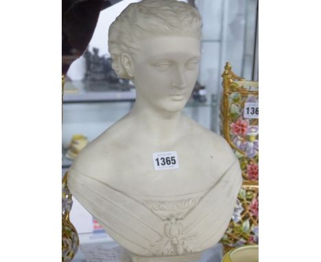 A COPELAND AND GARRETT PARIAN BUST OF PRINCESS ALEXANDRA AFTER MARY THORNEYCROFT, ART UNION OF LONDON MARKS.   H.39cms.