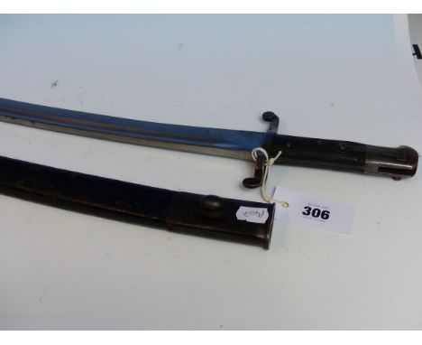 AN 1856 PATTERN SWORD BAYONET WITH SCABBARD.