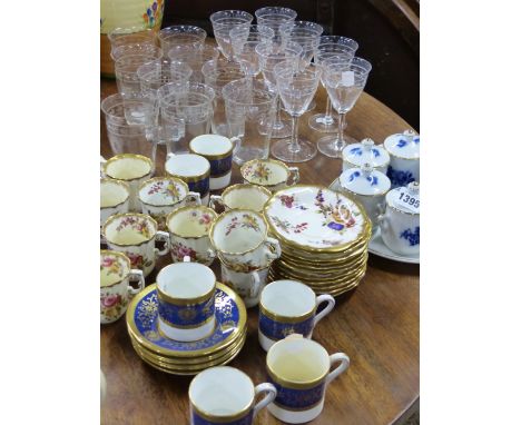 TEN HAMMERSLEY COFFEE CUPS AND SAUCERS, SIX COALPORT COFFEE CANS AND SAUCERS, A DERBY POSIES STRAINER AND BOWL, SIX FRENCH PO