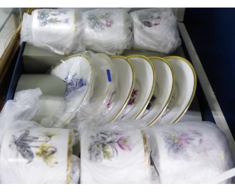 A BOXED SET OF SIX ROYAL WORCESTER COFFEE CANS AND SAUCERS.  