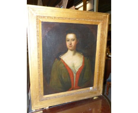 SCHOOL OF SIR GODFREY KNELLER  BRITISH. (1646-1723)   PORTRAIT OF A LADY, FEIGNED OVAL, OIL ON CANVAS, FRAMED.   74 x 61cms.