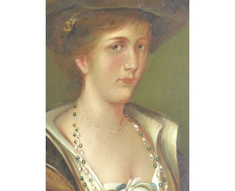 19th.C.CONTINENTAL SCHOOL.   PORTRAIT OF A LADY, OIL ON CANVAS, FRAMED.   74 x 59cms.