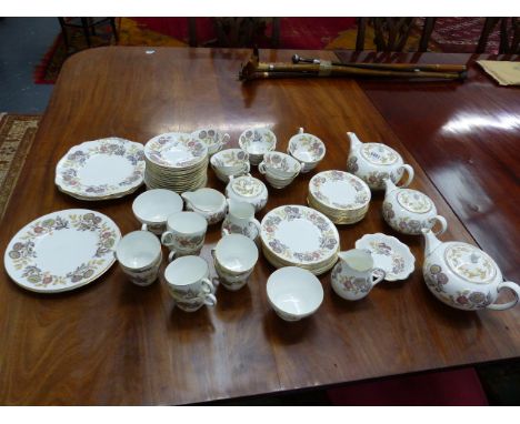 A WEDWOOD LICHFIELD PATTERN TEA SERVICE FOR EIGHT
