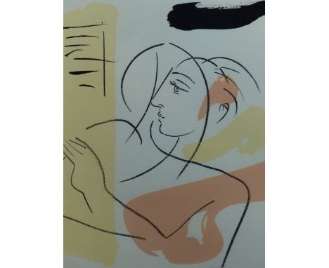 BRIAN GRIMWOOD  CONTEMPORARY.  ARR.   AN ABSTRACT PORTRAIT.   40.5 x 35.5cms.