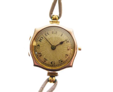 Rolex - Lady's early 20th Century 9ct gold cased cocktail watch, champagne dial with black Arabic numerals, case and movement