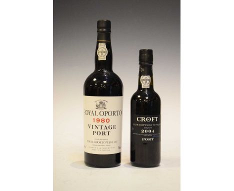 Royal Oporto Vintage Port 1980, one bottle, and a half bottle Croft LBV 2004