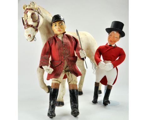 A large and unusual vintage bespoke Model of a Horse and Rider, depicting a hunting theme in addition to a further more recen