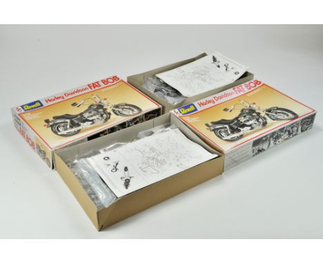 Revell duo of 1/12 Harley Davidson Fat Bob Plastic Model Kits. Appear complete as shown. 